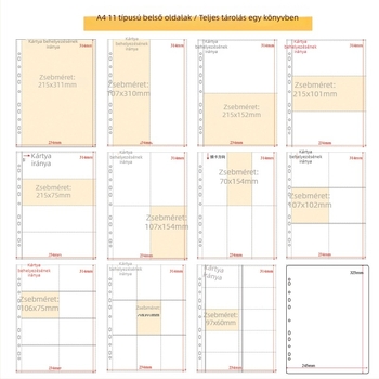 PP belső oldalú kártyaalbum töltete, 10 lap, testreszabható lyukak, logónyomás engedélyezett