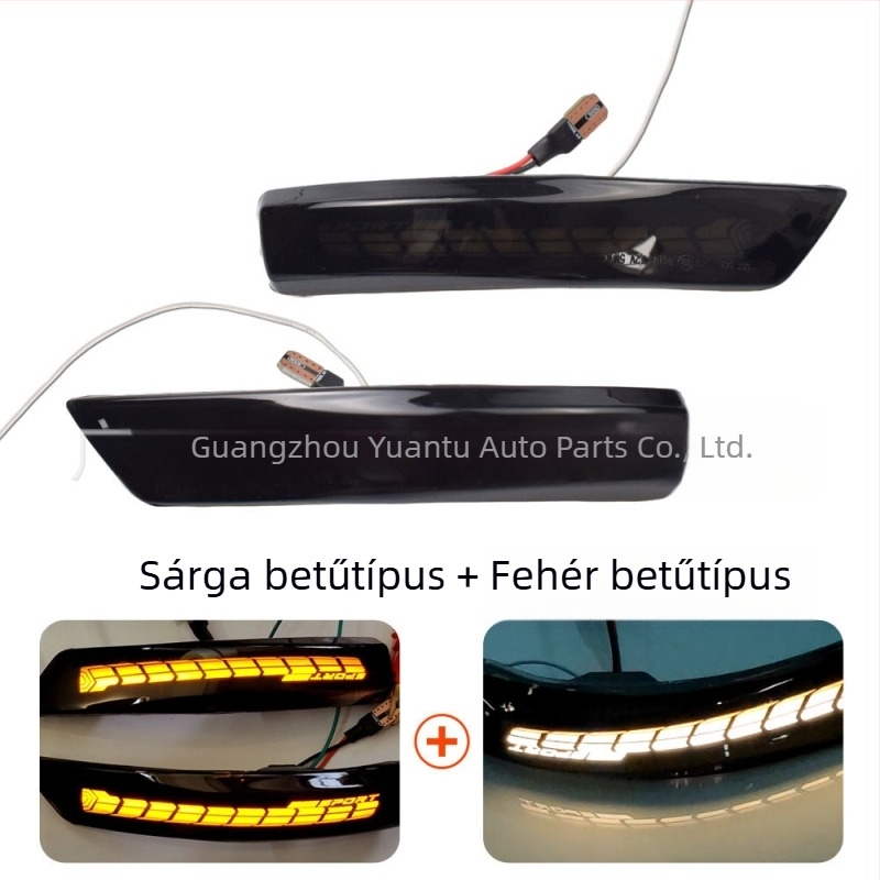 LED dinamikus tolatófény Ford Focus Mk2/Mk3 és Mondeo Mk4-hez – 12V, ABS burkolat, modell L-Fd-01, kompatibil Mondeo 2011-2014 és Focus 2 Mk2 2008-2011