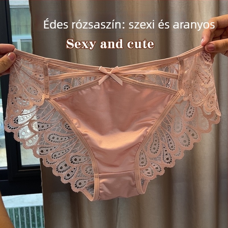 Női Milk Silk Kivágott Csipkés Bugyi, Seamless, Lélegző, Pamut Bélés