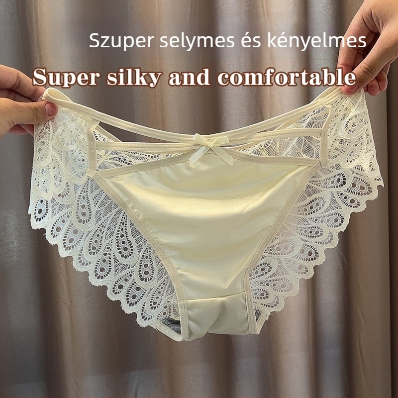 Női Milk Silk Kivágott Csipkés Bugyi, Seamless, Lélegző, Pamut Bélés