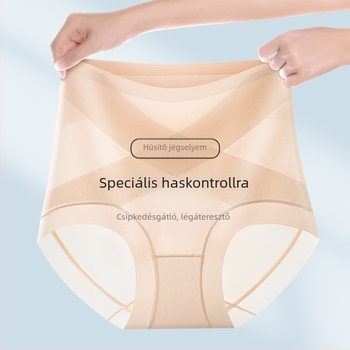 Női varrat nélküli, magas derekú haskontroll bugyi, fenékemelés és formázás, vékony, légáteresztő Ice Silk antibakteriális