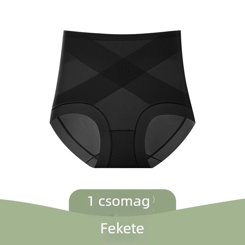 Női varrat nélküli, magas derekú haskontroll bugyi, fenékemelés és formázás, vékony, légáteresztő Ice Silk antibakteriális
