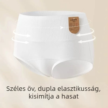 Női pamut magas derekú bugyi, hasi kontúr, fenékemelés, légáteresztő, 90-95% pamut