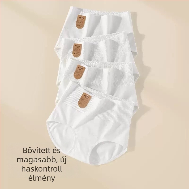 Női pamut magas derekú bugyi, hasi kontúr, fenékemelés, légáteresztő, 90-95% pamut