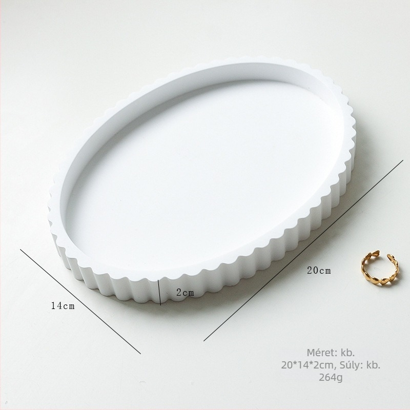 Gipszből készült kijelzőtál ékszerekhez — minimalist fotórekvizit a termékfotózáshoz