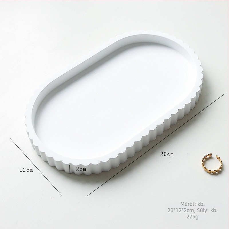 Gipszből készült kijelzőtál ékszerekhez — minimalist fotórekvizit a termékfotózáshoz