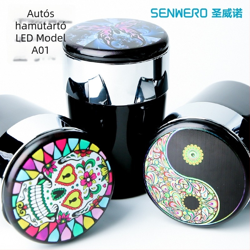 Autó hamutartó LED-es világítással, kerek formájú, injekciós műanyagból gyártott, modell A01, tömeg 102 g, márka San Wino senwero (Modell: A01; Anyag: Műanyag; LED-világítás; Tömeg: 102 g; Márka: San Wino senwero)