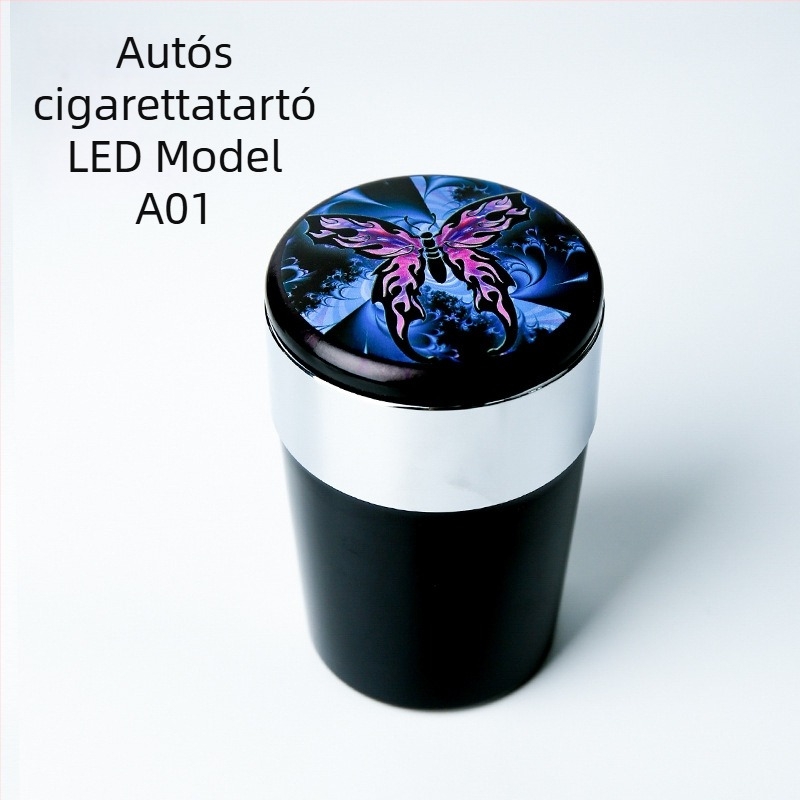 Autó hamutartó LED-es világítással, kerek formájú, injekciós műanyagból gyártott, modell A01, tömeg 102 g, márka San Wino senwero (Modell: A01; Anyag: Műanyag; LED-világítás; Tömeg: 102 g; Márka: San Wino senwero)