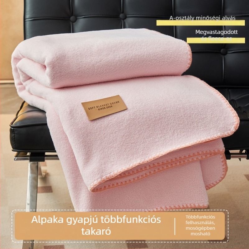 Alpaka 100% bársonyos pléd – nehéz, kettős réteg, tavasz-ősz, háromszög kötött él