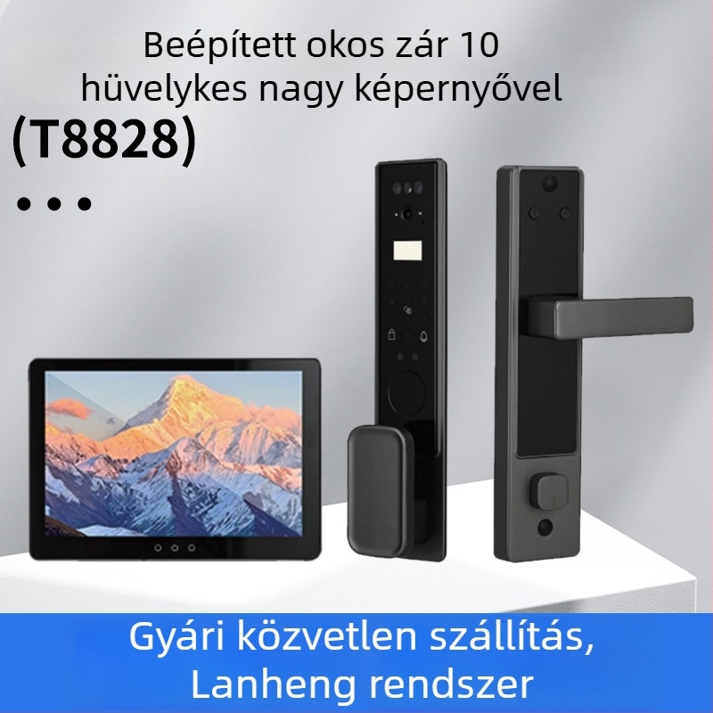 Okos zár arcfelismeréssel és ujjlenyomat-azonosítással, 100 ujjlenyomat tárolás, >100000 nyitás, <0.5 s beolvasási idő, hamis felismerés ≤0.00004%