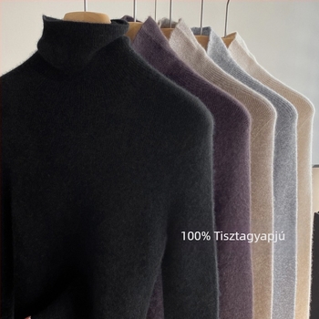 100% tiszta gyapjú női aláöltözet felső, fél magas nyakú, varrat nélküli, karcsúsított szabású, király kék