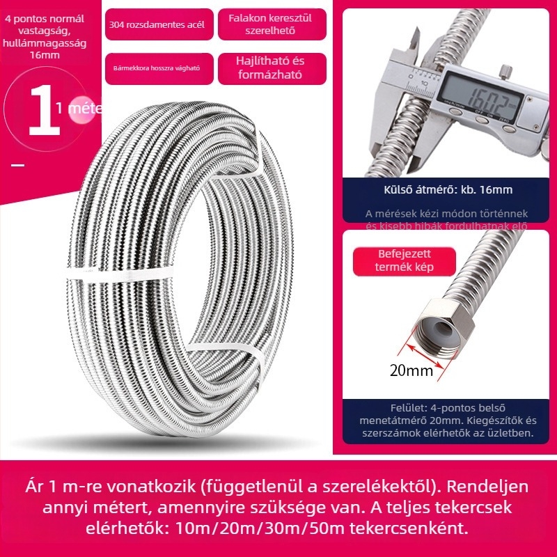 Hullámos rozsdamentes acél tömlő meleg- és hideg vízhez, 1,6 MPa, 200°C, csatlakozás a hullámos csőn keresztül — Deben Hose