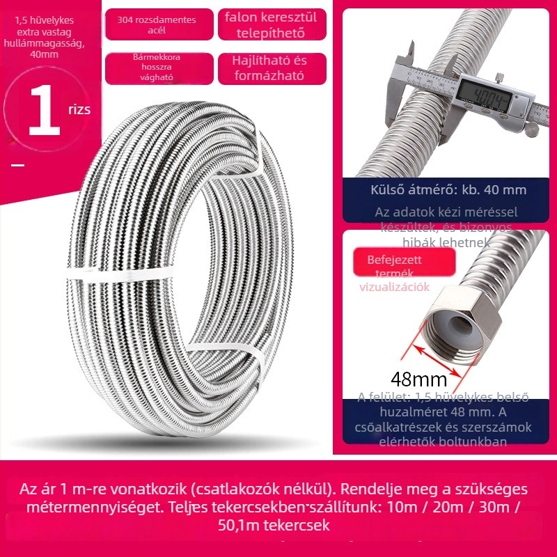 Hullámos rozsdamentes acél tömlő meleg- és hideg vízhez, 1,6 MPa, 200°C, csatlakozás a hullámos csőn keresztül — Deben Hose