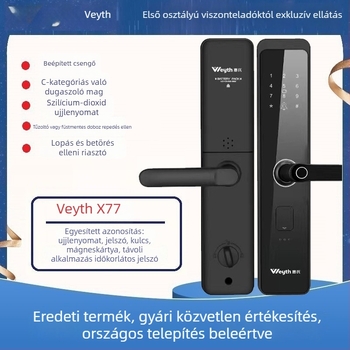 Wyeth X-77 ujjlenyomat- és jelszavas okoszár - 50 ujjlenyomat tárolás, 0.01 s szkennelési idő, FAR 0.01%, FRR 0.01%, élettartam <100k ciklus