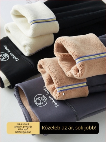 Lányoknak készült Shark Skin edző nadrág, fleece béléssel, magas derekú, őszi-téli szezon, 75% nylon