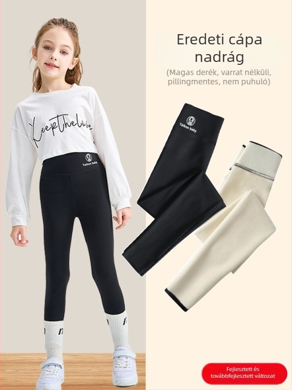 Lányoknak készült Shark Skin edző nadrág, fleece béléssel, magas derekú, őszi-téli szezon, 75% nylon