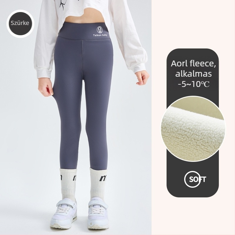 Lányoknak készült Shark Skin edző nadrág, fleece béléssel, magas derekú, őszi-téli szezon, 75% nylon