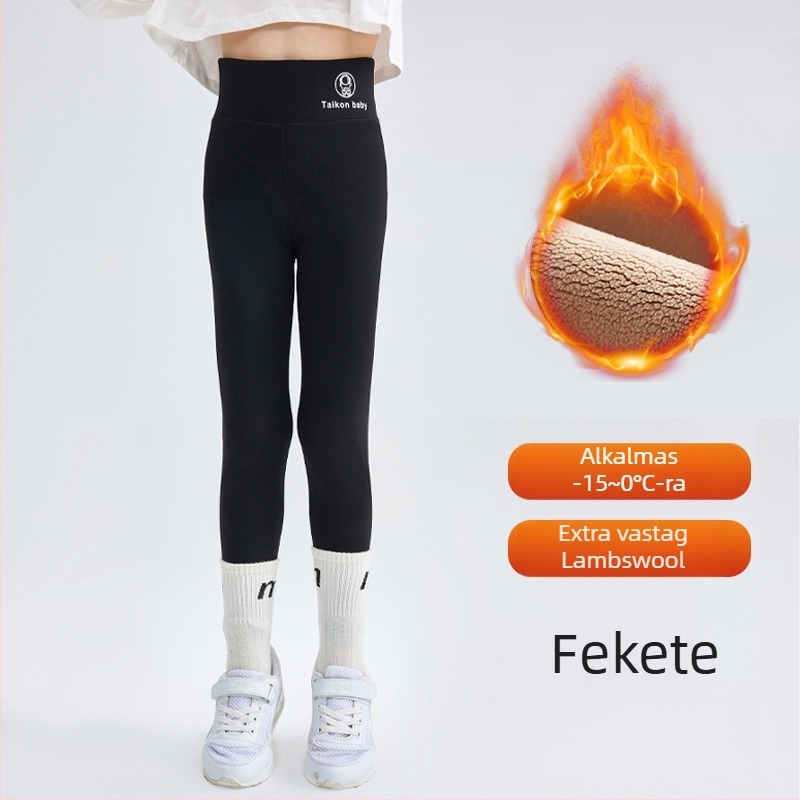 Lányoknak készült Shark Skin edző nadrág, fleece béléssel, magas derekú, őszi-téli szezon, 75% nylon