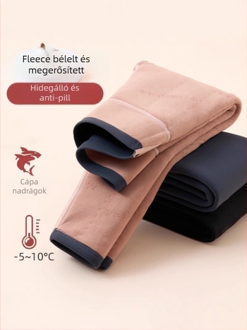 Lányoknak készült fleece-béléses, vastag téli leggings, magas derekú és elasztikus derékrész, hosszú nadrág
