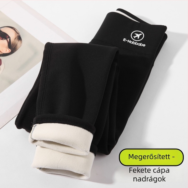 Lányoknak készült fleece-béléses, vastag téli leggings, magas derekú és elasztikus derékrész, hosszú nadrág