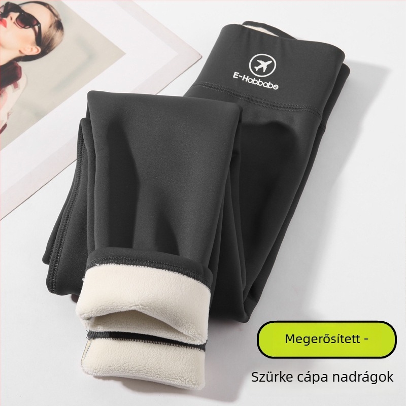 Lányoknak készült fleece-béléses, vastag téli leggings, magas derekú és elasztikus derékrész, hosszú nadrág