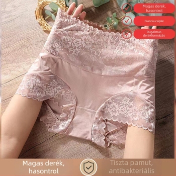 Női Ice Silk fehérnadrág csipkével, magas derék, fenékemelő és hasformázó, légáteresztő, kényelmes, antibakteriális, pamut betéttel.