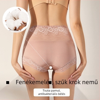 Női Ice Silk fehérnadrág csipkével, magas derék, fenékemelő és hasformázó, légáteresztő, kényelmes, antibakteriális, pamut betéttel.