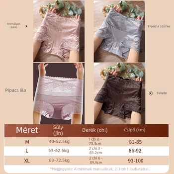 Női Ice Silk fehérnadrág csipkével, magas derék, fenékemelő és hasformázó, légáteresztő, kényelmes, antibakteriális, pamut betéttel.