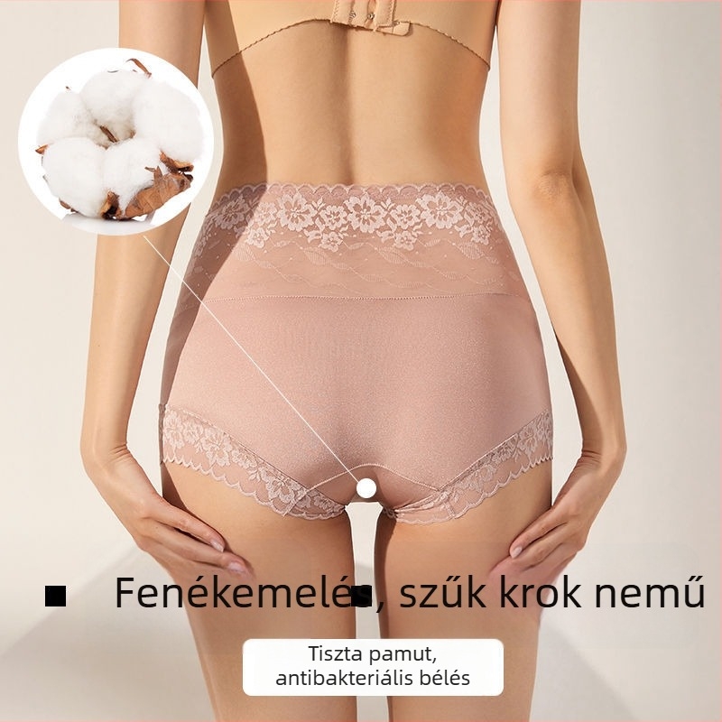 Női Ice Silk fehérnadrág csipkével, magas derék, fenékemelő és hasformázó, légáteresztő, kényelmes, antibakteriális, pamut betéttel.