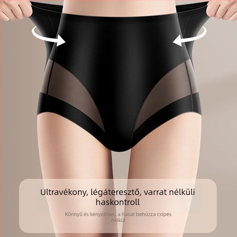 Európai és amerikai sexy Ice Silk magas derékú formázó nadrág nőknek, légáteresztő hálós anyagból, könnyű, hasformáló és csípőemelő