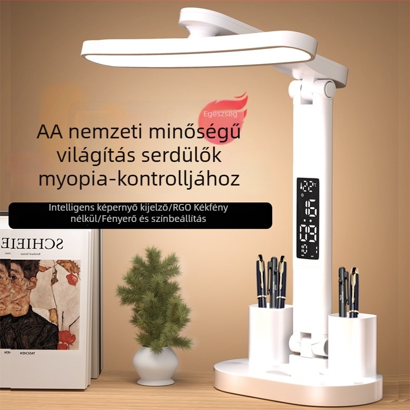 Újratölthető LED-es asztali lámpa szemvédelemmel, összecsukható olvasólámpa a tanuláshoz, kollégiumi szobában és hálószobában, gyerekeknek, kompakt asztali lámpa