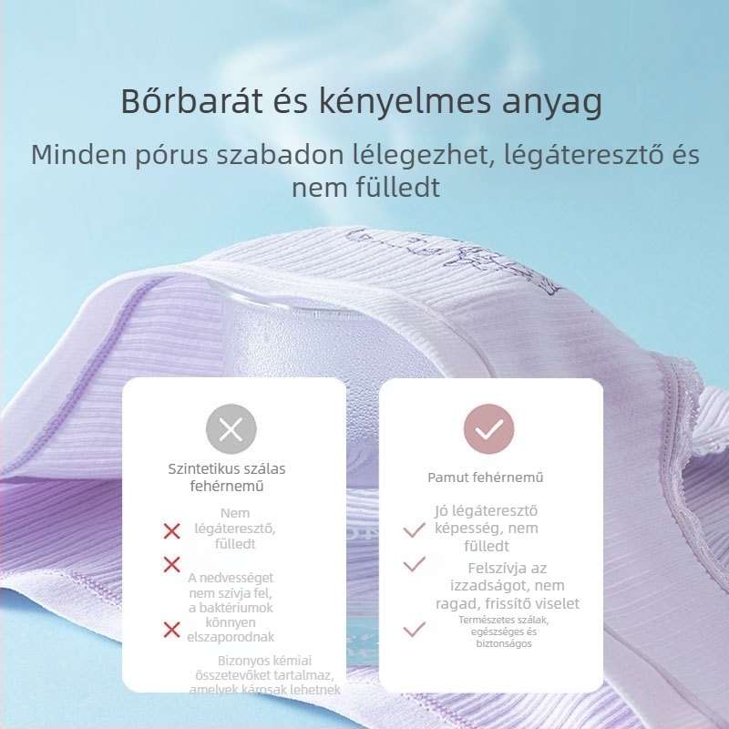 Pamut bugyi tinédzser lányoknak, antibakteriális, lélegző és nedvszívó, háromszög fazonú.