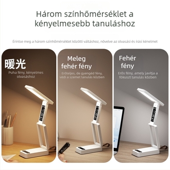 Összecsukható egyetemi asztali lámpa szemvédelemhez, USB-ellátás, érintéses kapcsoló, műanyag árnyékoló, Aa szintű megvilágítás, CRI 80–89