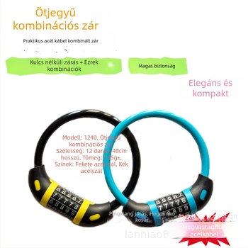 Öt számjegyű biciklizár, PVC test, 170 g, modern minimalista stílus