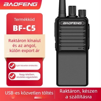 Baofeng BF-C5 kézi rádió, 400–470 MHz, 16 csatorna, akár 3 km hatótávolság, Li-ion akkumulátor