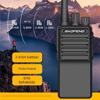 Baofeng BF-C5 kézi rádió, 400–470 MHz, 16 csatorna, akár 3 km hatótávolság, Li-ion akkumulátor
