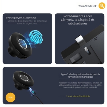 Ujjlenyomat szenzorral ellátott irattároló szekrény, modell S102-f, alumínium, háztartási használatra, modern minimalist stílus