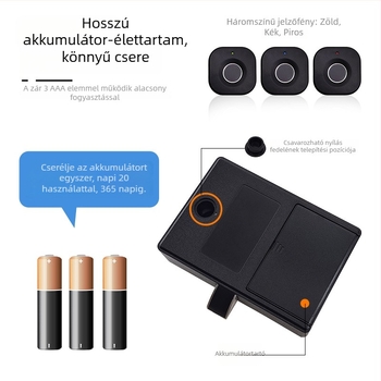 Intelligens fiók- és ruhásszekrényzár ujjlenyomat-olvasóval - 10 ujjlenyomat tárolás, >100000 feloldás, olvasási idő <1 s, DC tápegység, 10 éves élettartam