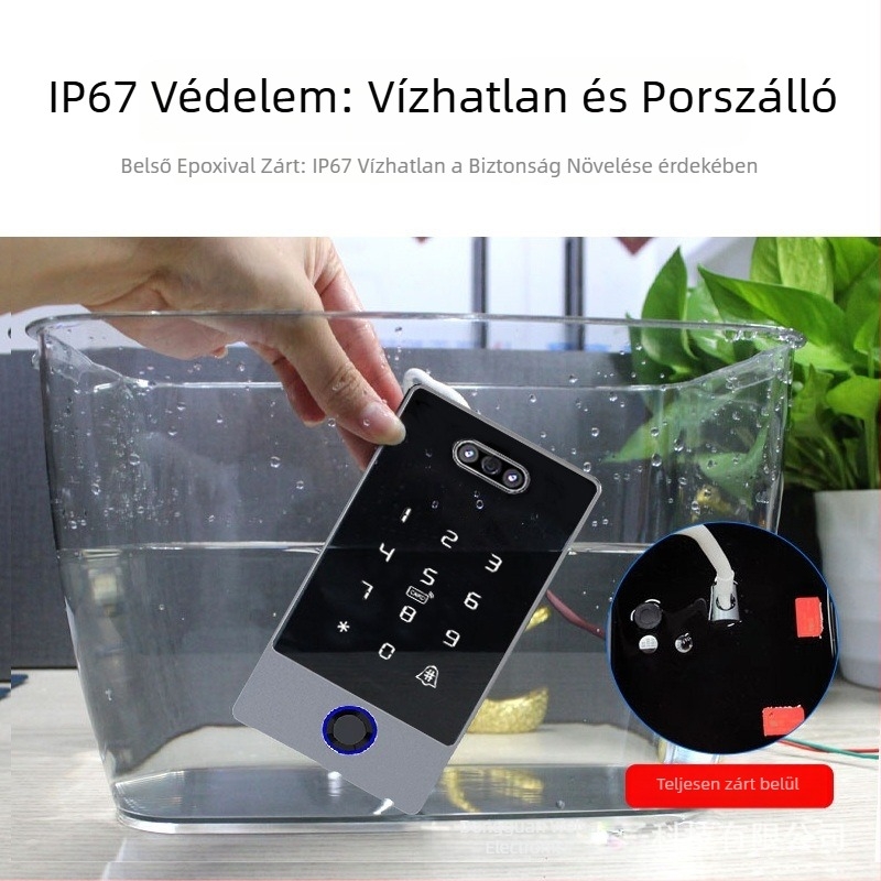 Arcfelismerés és ujjlenyomat-alapú hozzáférés-vezérlő rendszer, IP67 vízálló, 100 arc / 1000 kártya / 250 jelszó, 1,5 s szkennelési idő