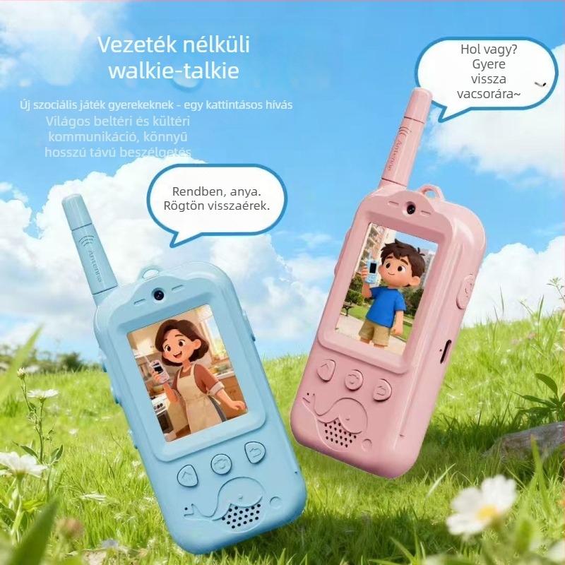 Gyerekeknek szóló videó Walkie-Talkie, 4. generáció, két darabos készlet (hatótávolság akár 1,5 km; Li-ion 650 mAh akkumulátor; 4G; kijelző)