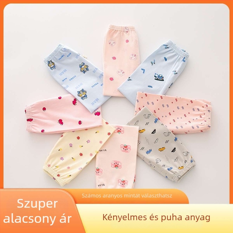 Gyermekek pamut hosszú alsónadrágja, uniszex, középtalpas, 95% pamut Lycra-val, nyílás a szeméremnél
