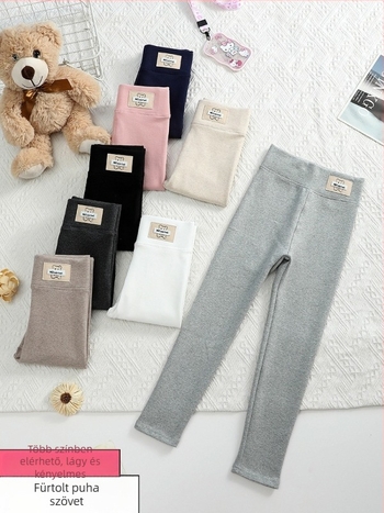 Lányok magas derekú pamut leggings, 95% pamut, 5% elasztán, tavasz–ősz, koreai stílus