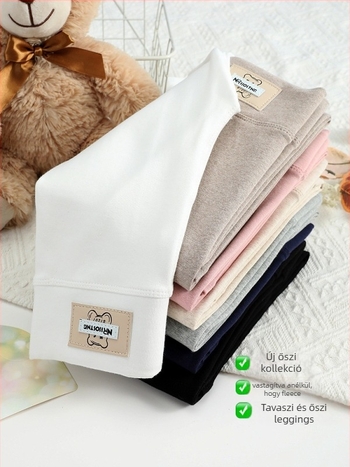 Lányok magas derekú pamut leggings, 95% pamut, 5% elasztán, tavasz–ősz, koreai stílus