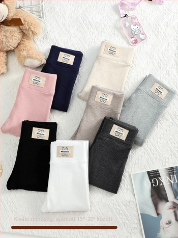 Lányok magas derekú pamut leggings, 95% pamut, 5% elasztán, tavasz–ősz, koreai stílus