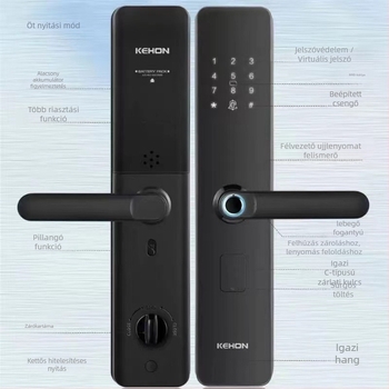 Kexiong K2 One-Touch fél-automata ujjlenyomat-zár otthonok és vendégházak számára — 50 ujjlenyomat tárolva, szkennelési idő 0,01 s, >100000 nyitási ciklus, DC-tápellátás