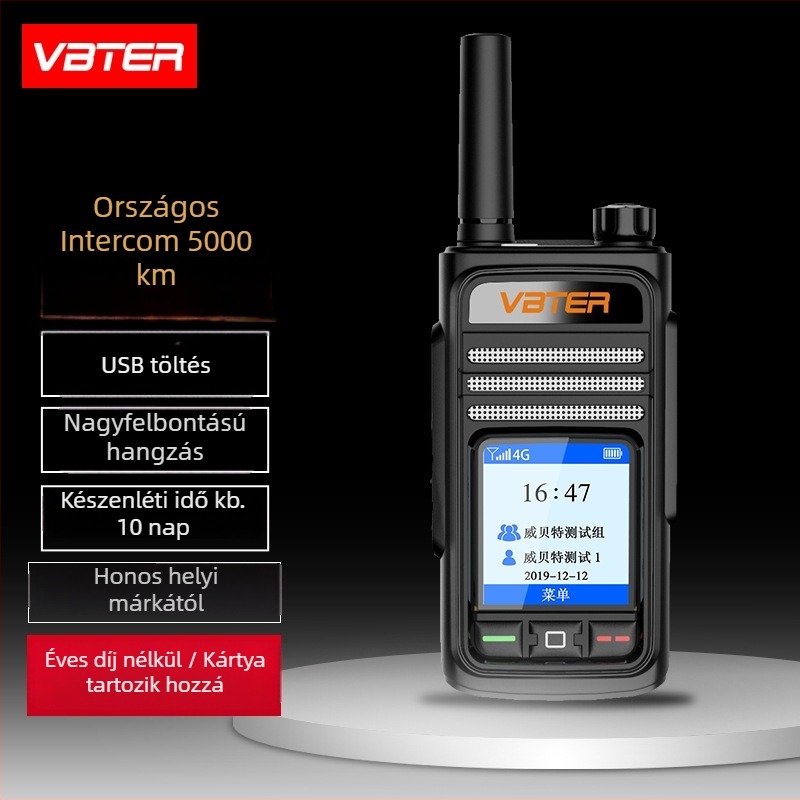 Weibet WBT-6.0 Star Edition Interkom, 4G/5G hálózat, 3–5 km hatótáv, lítium-ion akkumulátor 4900 mAh