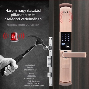 Armored Tus ujjlenyomatos okoszár otthoni ajtókhoz, automatikus csúszó fedéllel – 200 ujjlenyomat a memóriában; több mint 100000 nyitás; beolvasási idő <0,25 s; hamis felismerés <0,001; üzemi hőmérséklet 15–50°C