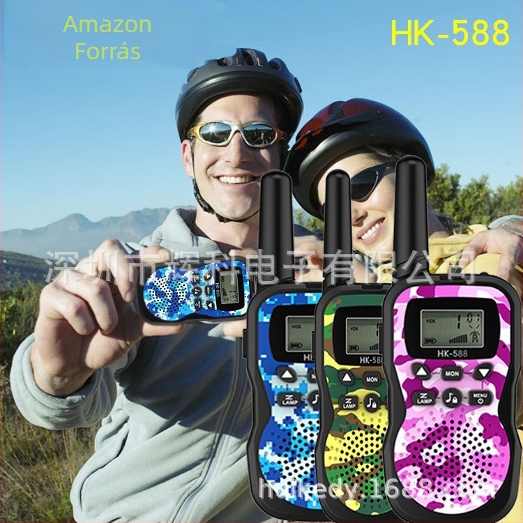 Gyerekeknek készített hordozható walkie-talkie, 22 csatorna, 400-470 MHz, 0,5 W, akár 3 km, Ni-MH akkumulátor