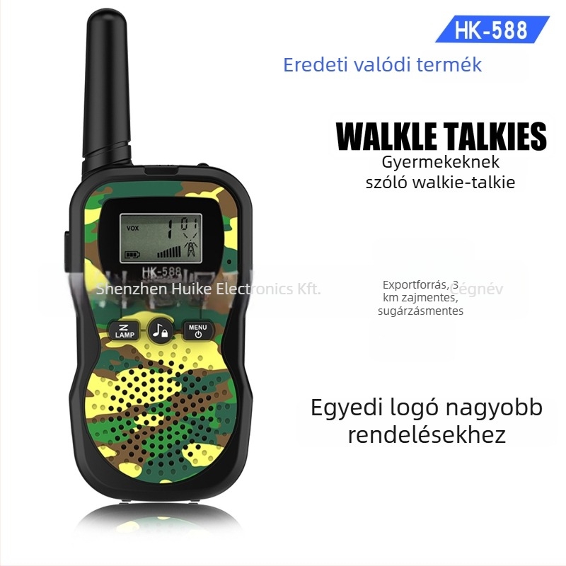 Gyerekeknek készített hordozható walkie-talkie, 22 csatorna, 400-470 MHz, 0,5 W, akár 3 km, Ni-MH akkumulátor