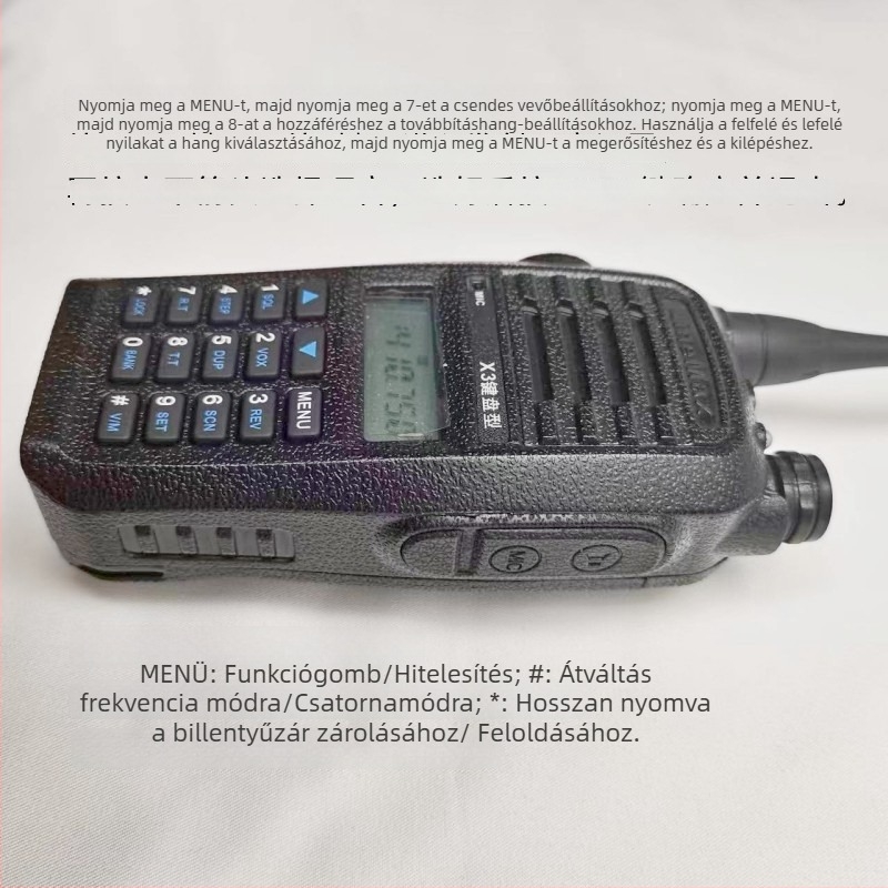 Keweitong X3 billentyűzetes walkie-talkie, 400-470 MHz, 5W, 128 csatorna, 5-10 km hatótávolság, 1500 mAh lítium-akkumulátor